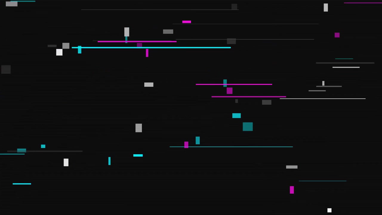 Digitaler Glitch-Effekt mit bewegten geometrischen Formen und Linien