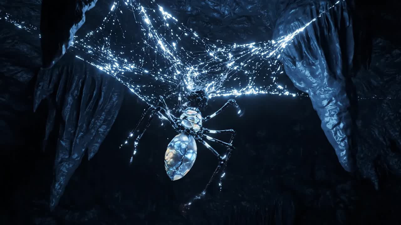 Spider and its Web in a Cave