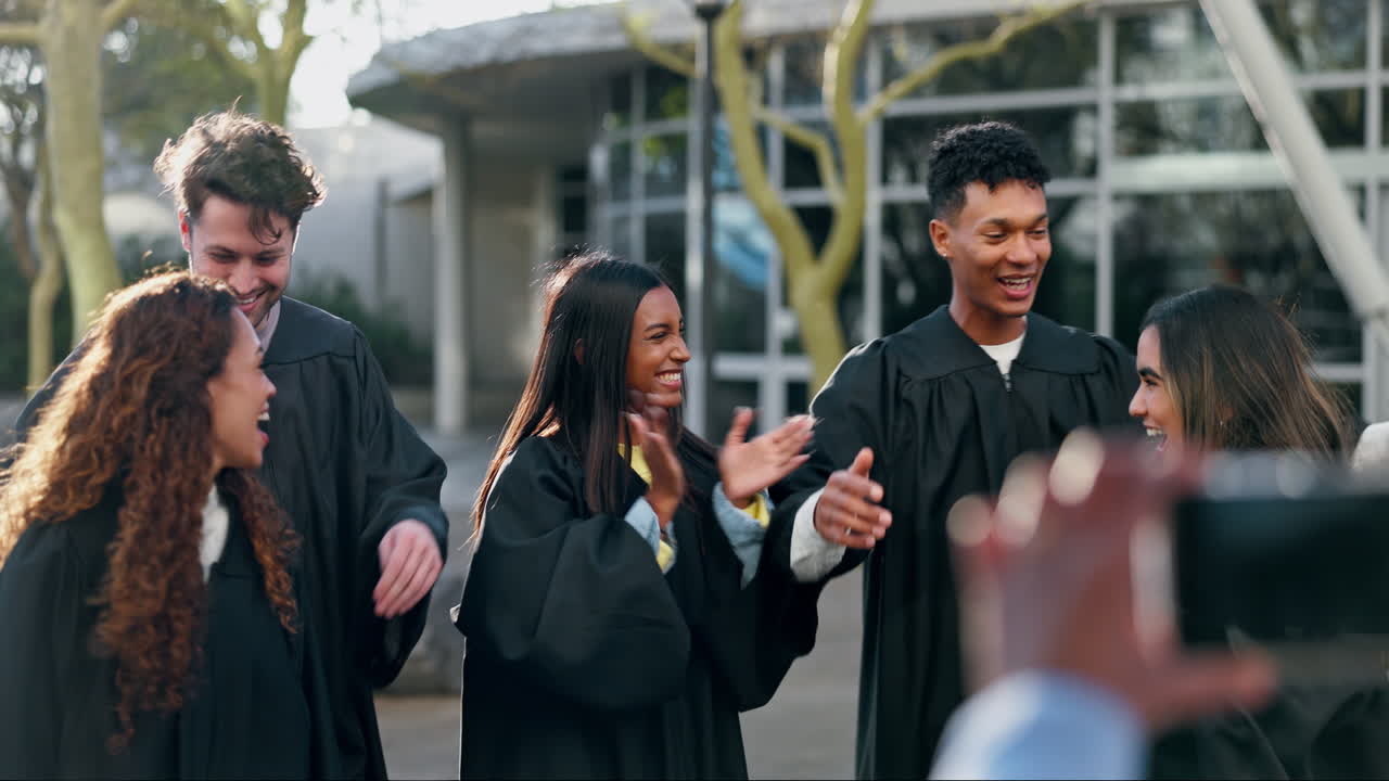 Graduate, group photo and celebration