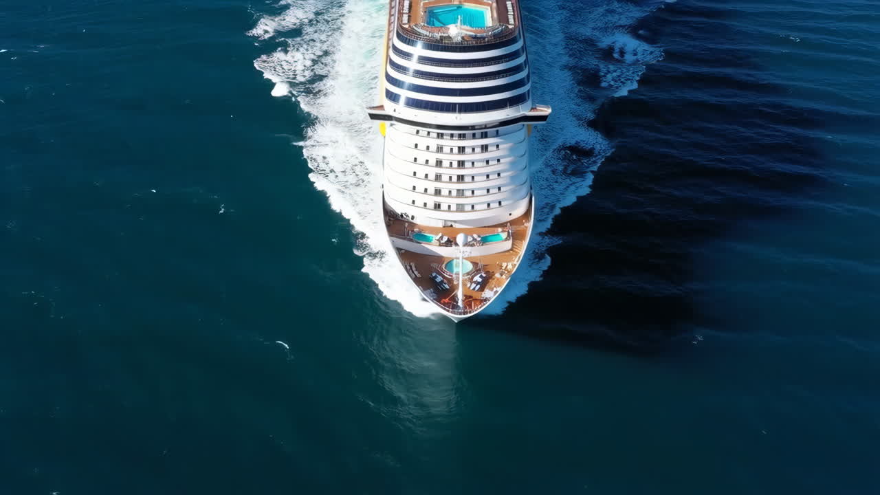 Aerial View of Cruise Ship on the Ocean