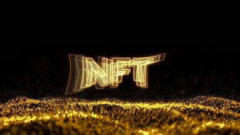 animation of nft over black background with yellow glitter