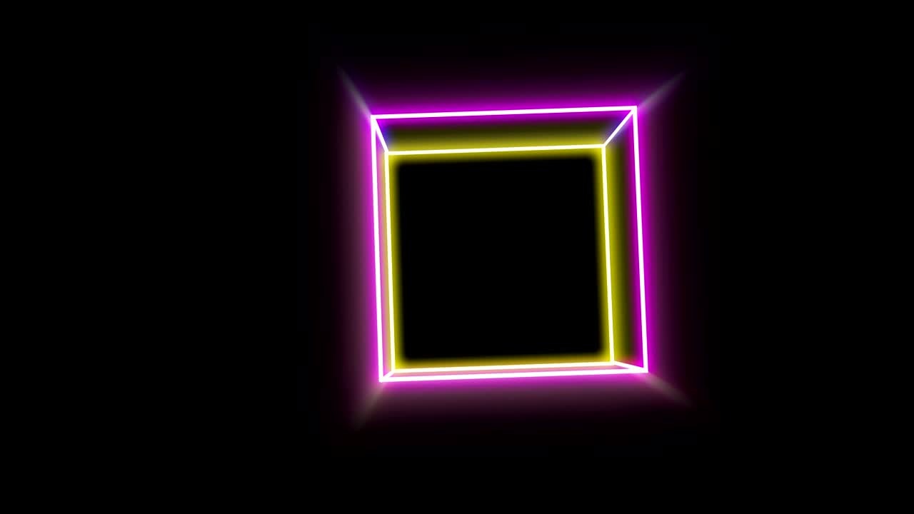 cubo de neón brillante abstracto giratorio adecuado para su uso en un video musical