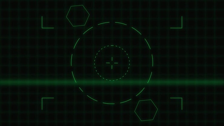 Digital HUD Interface with Scanning Grid and Targeting Reticle