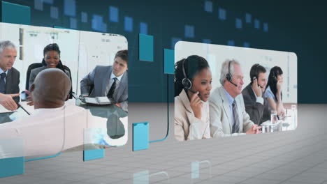 people in suit working together