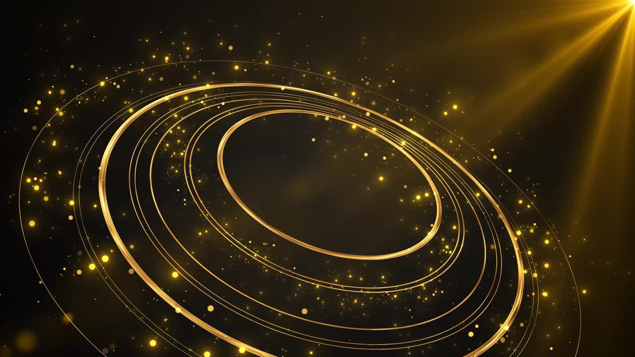 Golden glitter circle sparkling light christmas particles sparkles ring background luxury magic