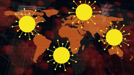 Animation-of-virus-cells-over-world-map