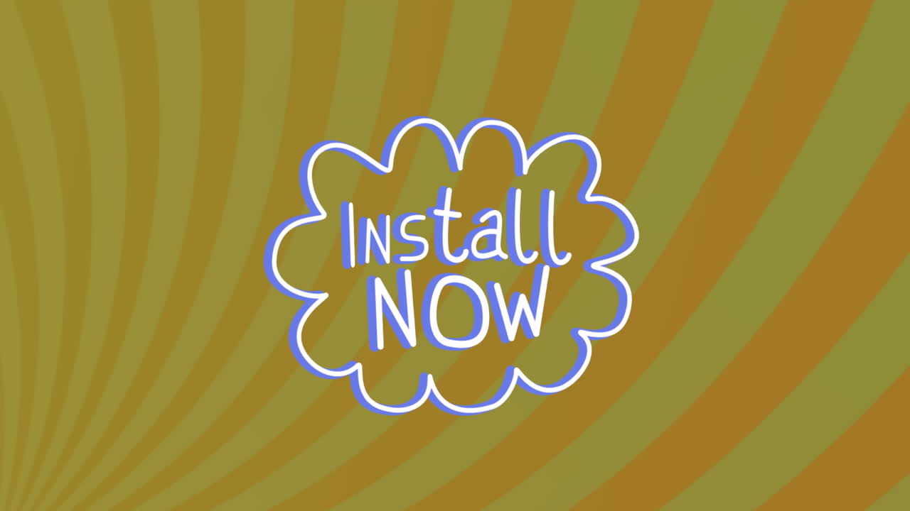 녹색 배경 위에 있는 현재 설치 텍스트의 애니메이션