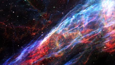 seamless loop 3d space flight flying into the the veil nebula or ngc 6960 or the witch's broom nebula is a cloud of heated and ionized gas and dust in the constellation cygnus. finished image by nasa.