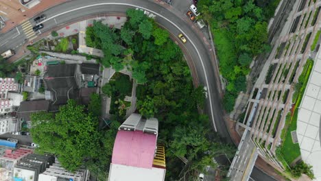 drone footage of a turning road in hong kong