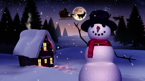 Seamless-christmas-scene-with-waving-snowman