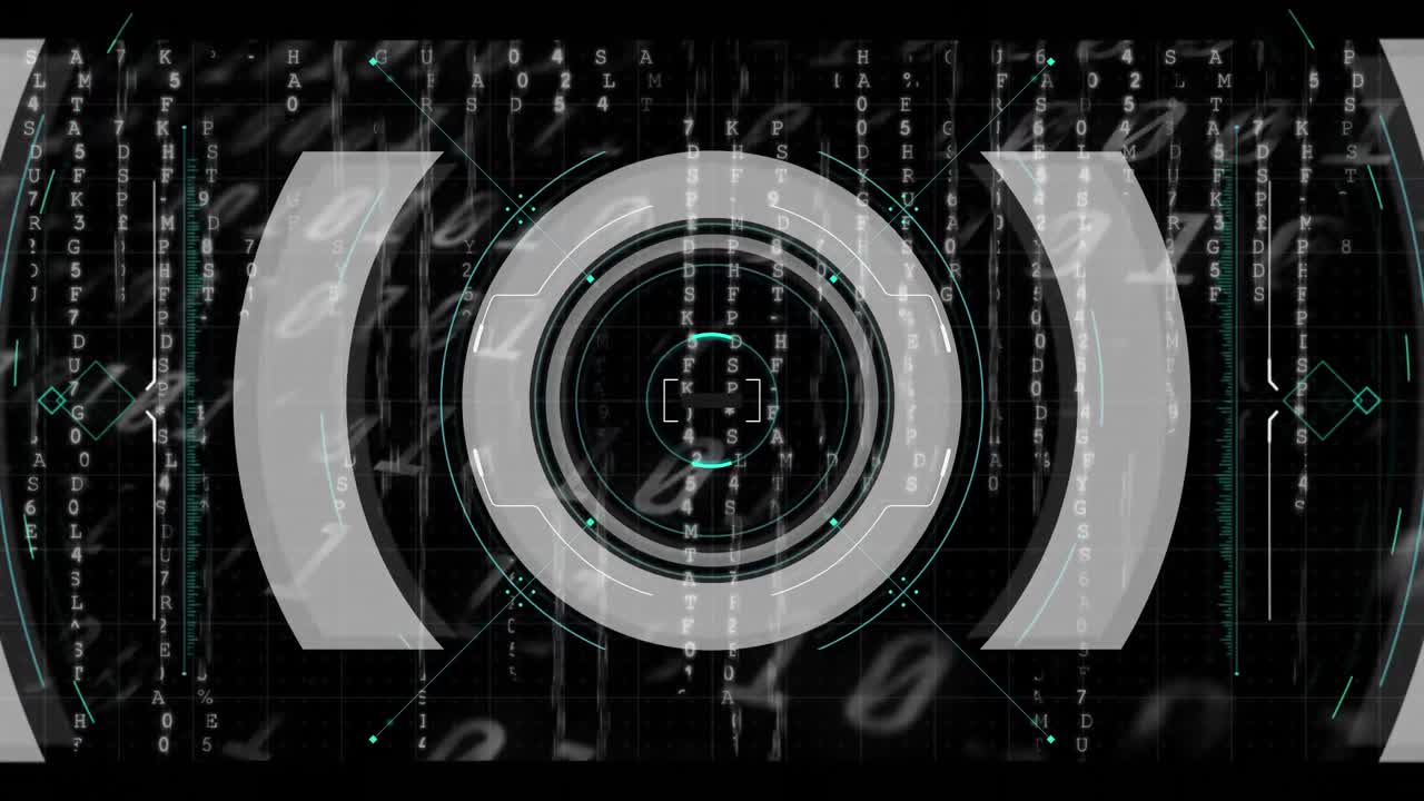 검은 바탕에 대한 범위 스캔과 데이터 처리의 애니메이션