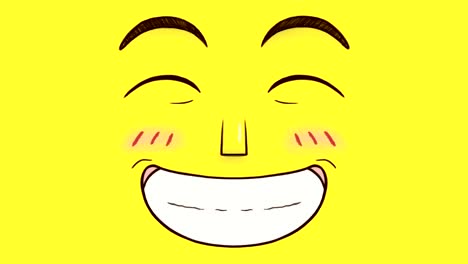 animación dibujada a mano de una cara sonriente feliz aislada sobre un fondo amarillo