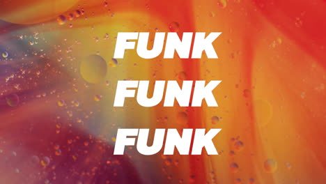 animación de texto funk sobre burbujas de naranja