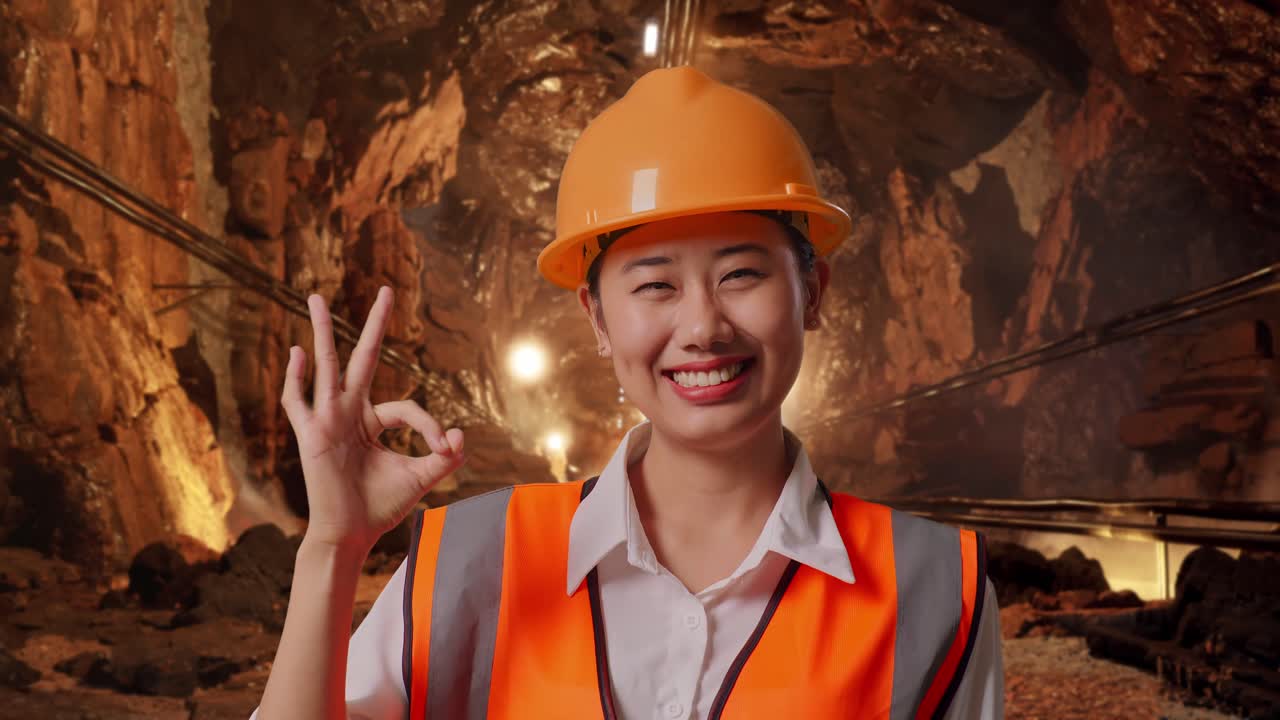 Woman Worker in Mine Tunnel