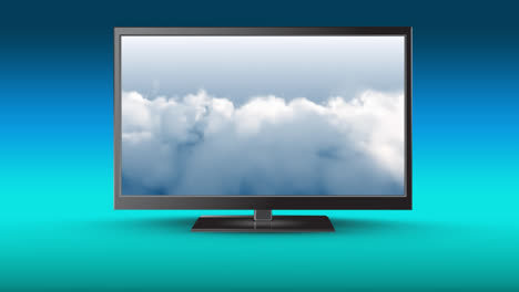 television with a cloudy sky on its screen