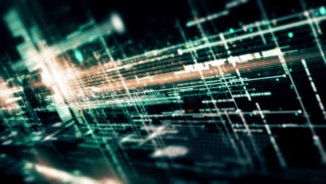 futuristic abstract de-focus flowing data matrix, meta, metaverse, telemetry and encrypt numbers display with particles simulation in cyber space environment for head up display background-8