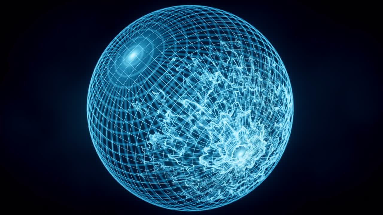 partículas de onda con la forma de una esfera, renderización 3d.