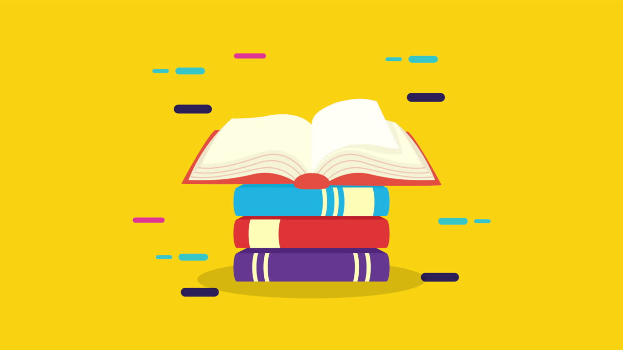 animación de la biblioteca de libros de texto