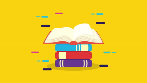 pile text books library animation