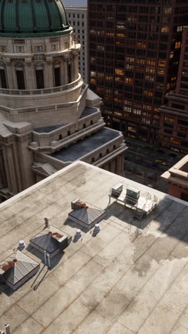 aerial view of city rooftop with buildings