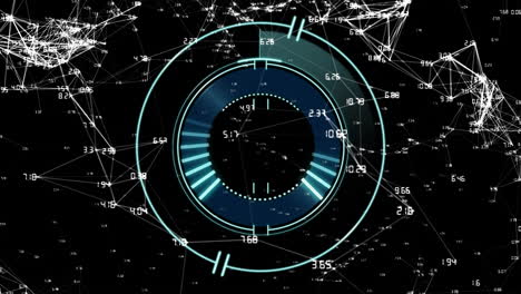 animación del procesamiento de datos digitales en el ámbito con conexiones