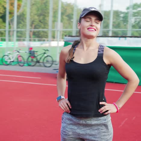 happy athletic group training
