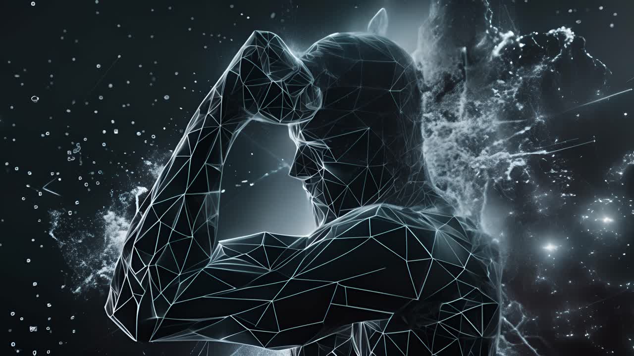 Abstract digital art of a man in profile view