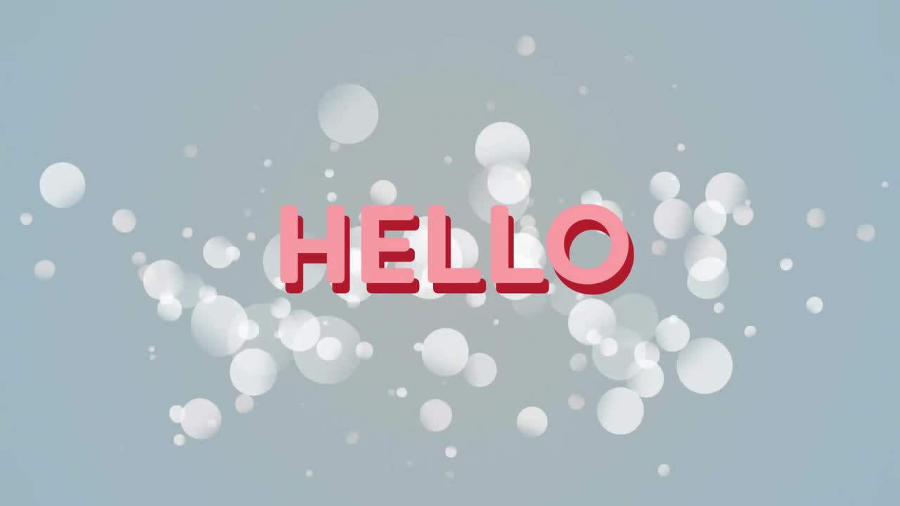 밝은 파란색 배경에 떠다니는  거품 위의 안하세요 텍스트 애니메이션