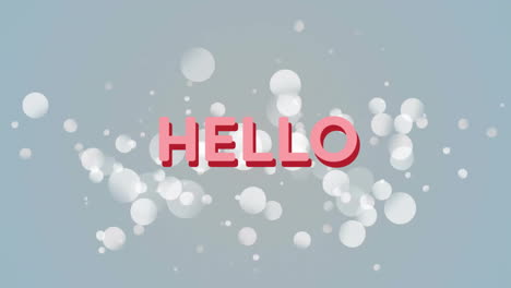 hello text animation over floating white bubbles on light blue background