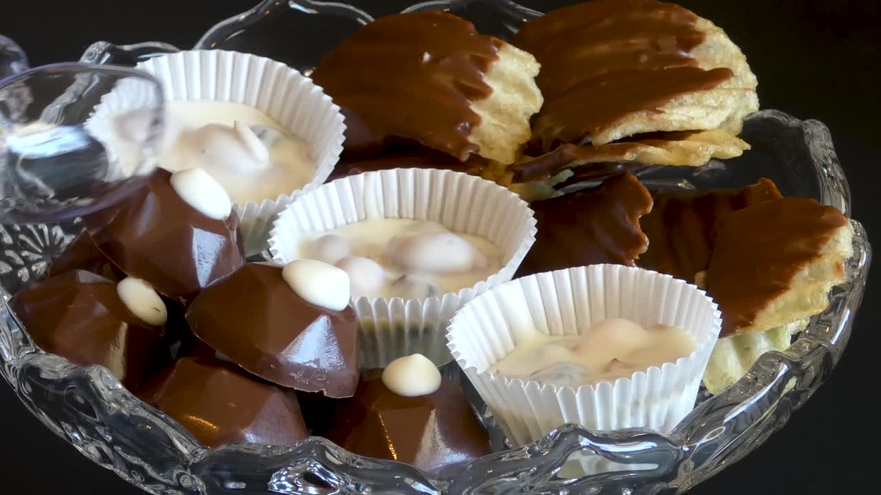 Candy dish filled with homemade chocolates