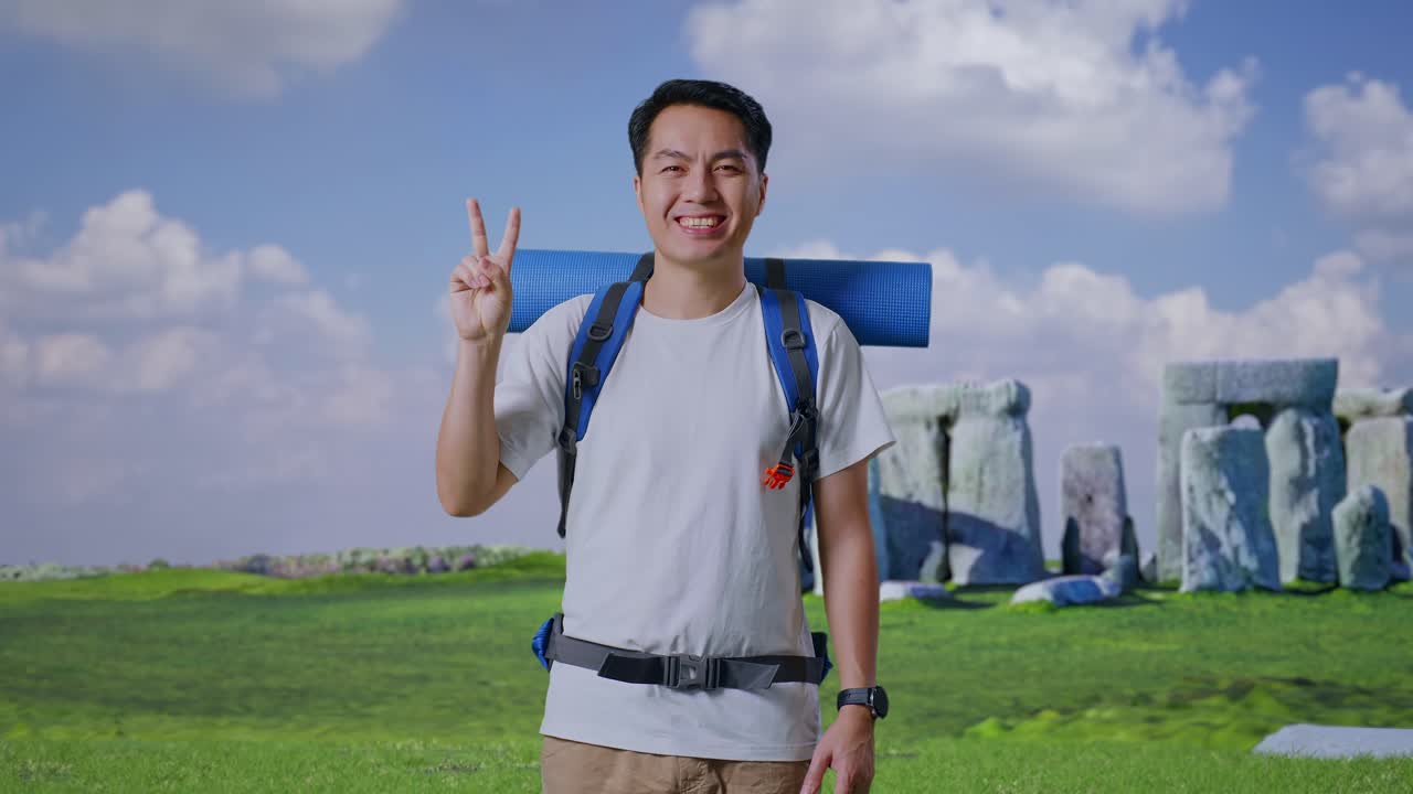 Happy Traveler at Stonehenge