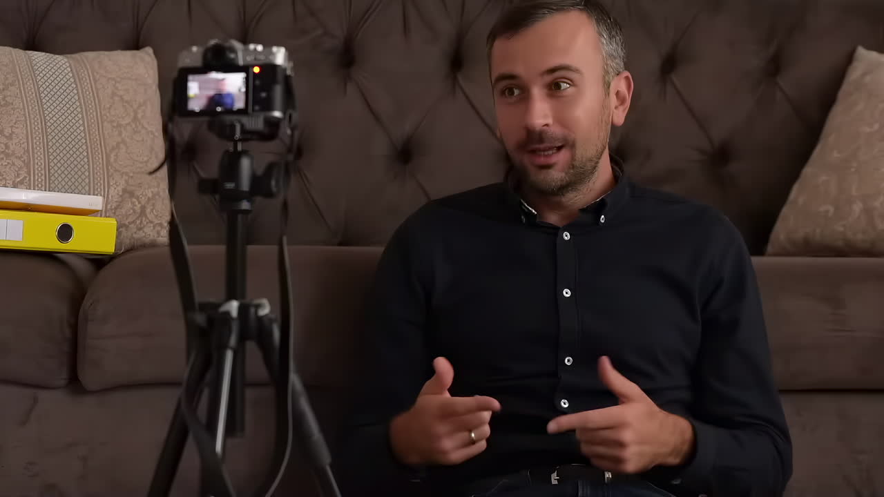 Man recording a video blog