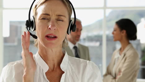 businesswoman talking on headset