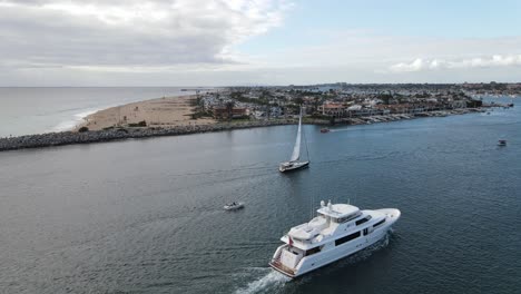 yacht entering beautiful marina in california