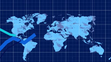 Animation-of-financial-data-processing-over-world-map-on-blue-background