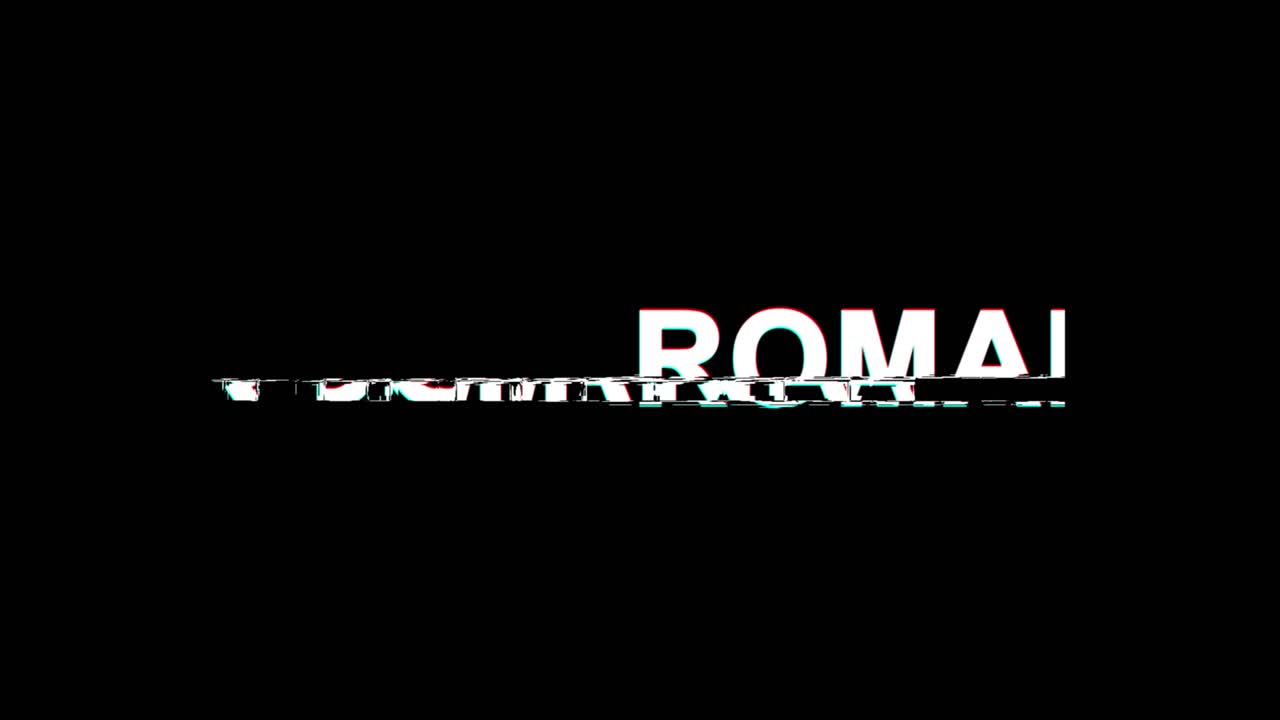 The word Romania on a black background