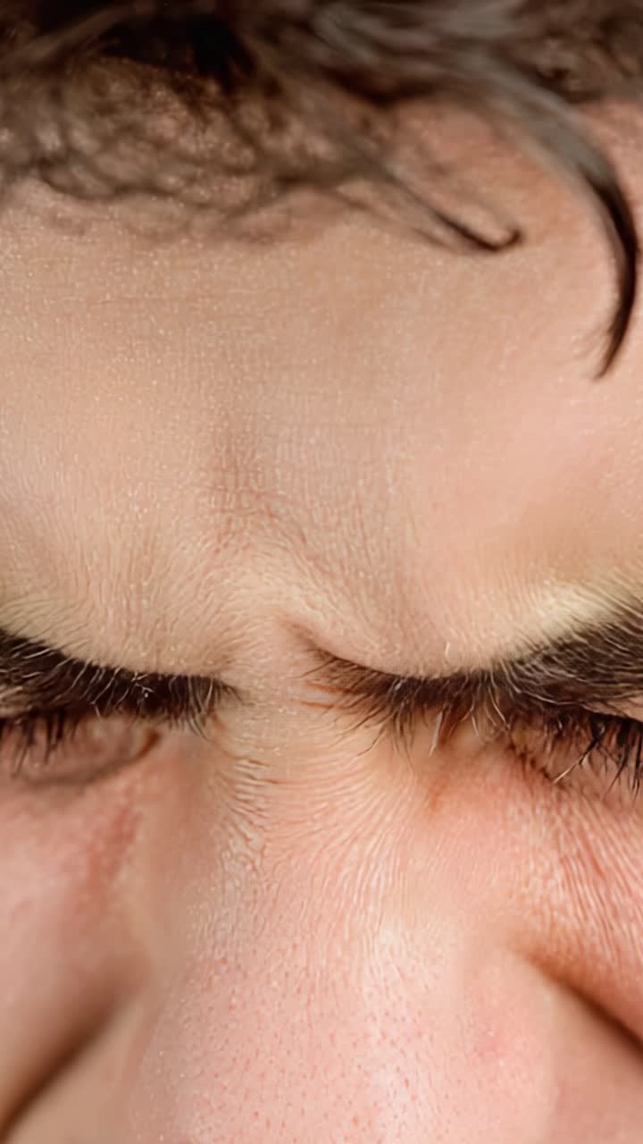 Close-Up Emotions: A Series of Frames Capturing a Man's Facial Expression of Concentration and Determination