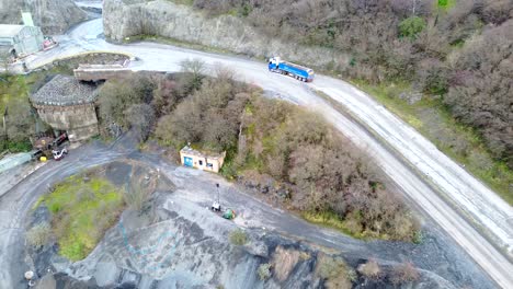 lorry driving through quarry in somerset