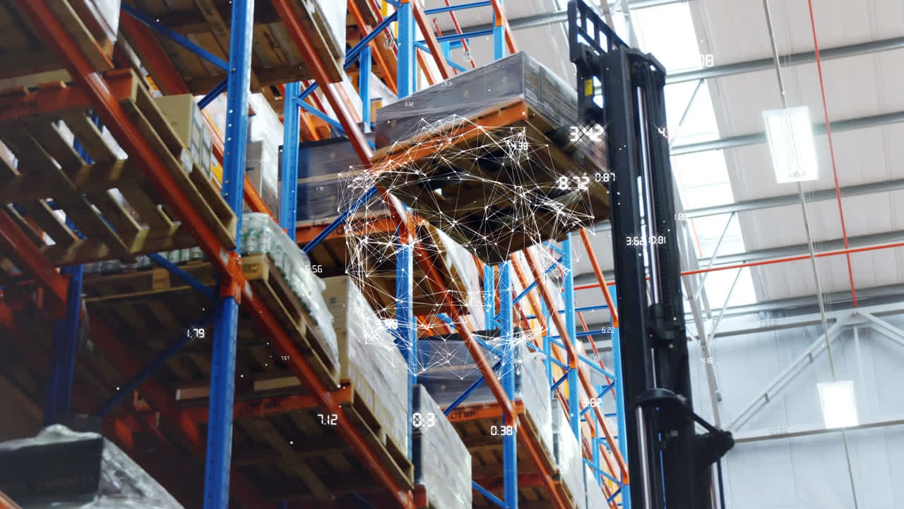 창고의 선반에 대한 연결 네트워크의 애니메이션