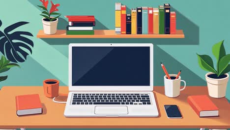 modern and minimalist home office workspace illustration