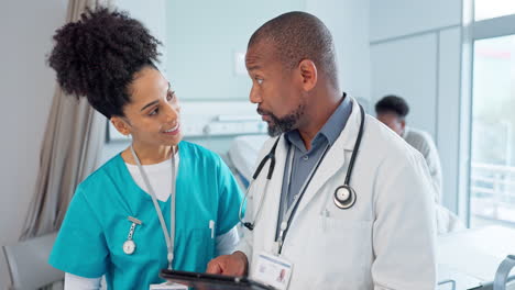 Black-man,-doctor-and-tablet-with-nurse