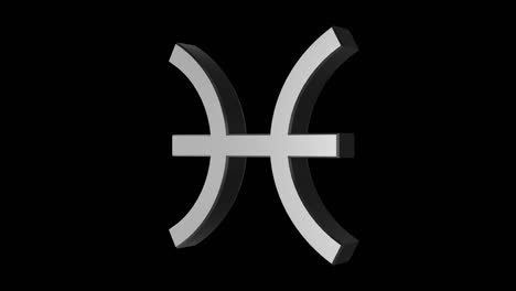 Pisces zodiac sign. Metal silver. Alpha channel