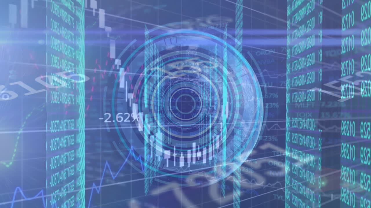 animación del procesamiento de datos sobre el escaneo del alcance