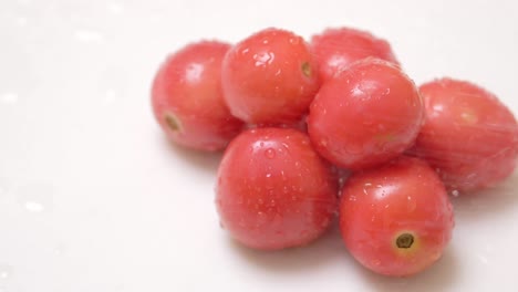 water particles on small amount of cherry tomatoes