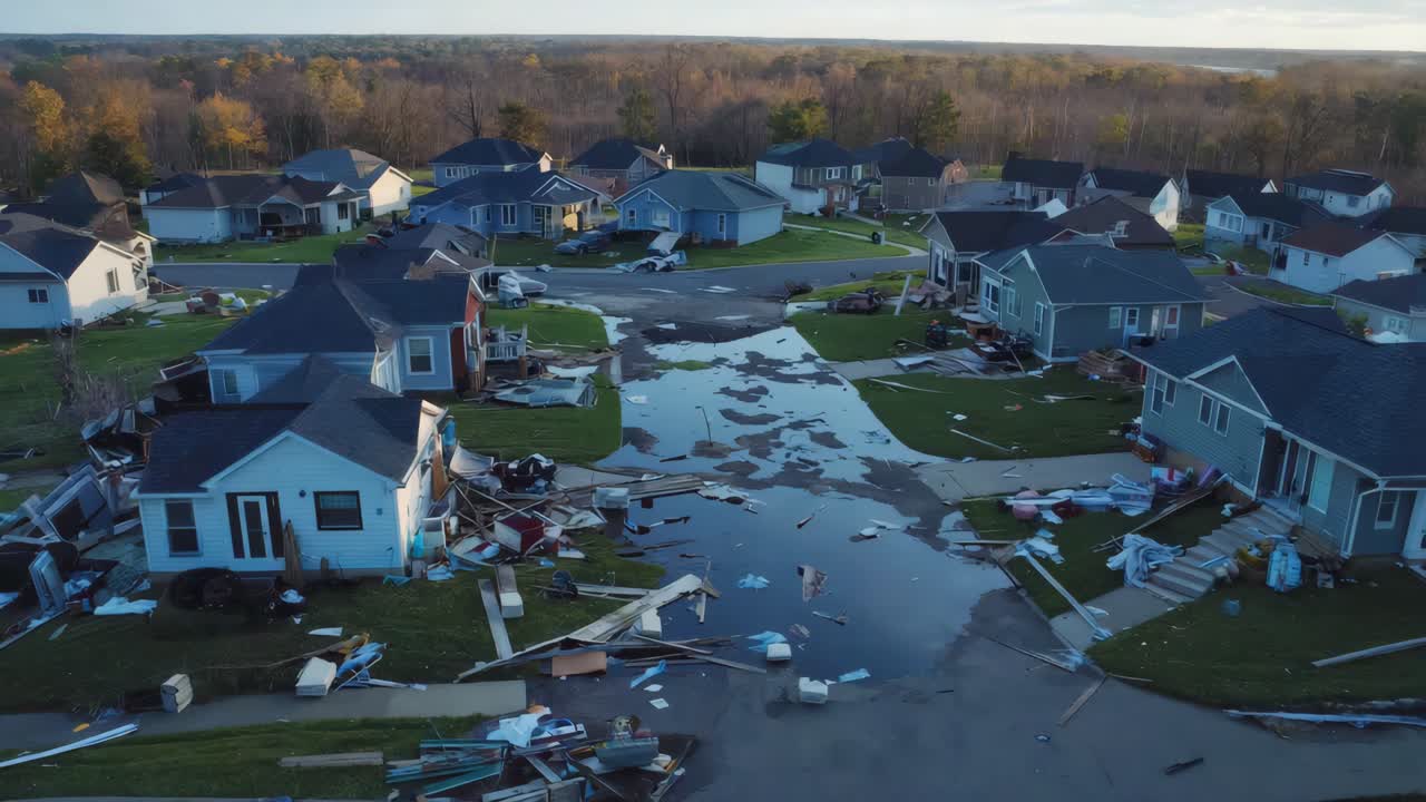 Tornado Damage in a Residential Area