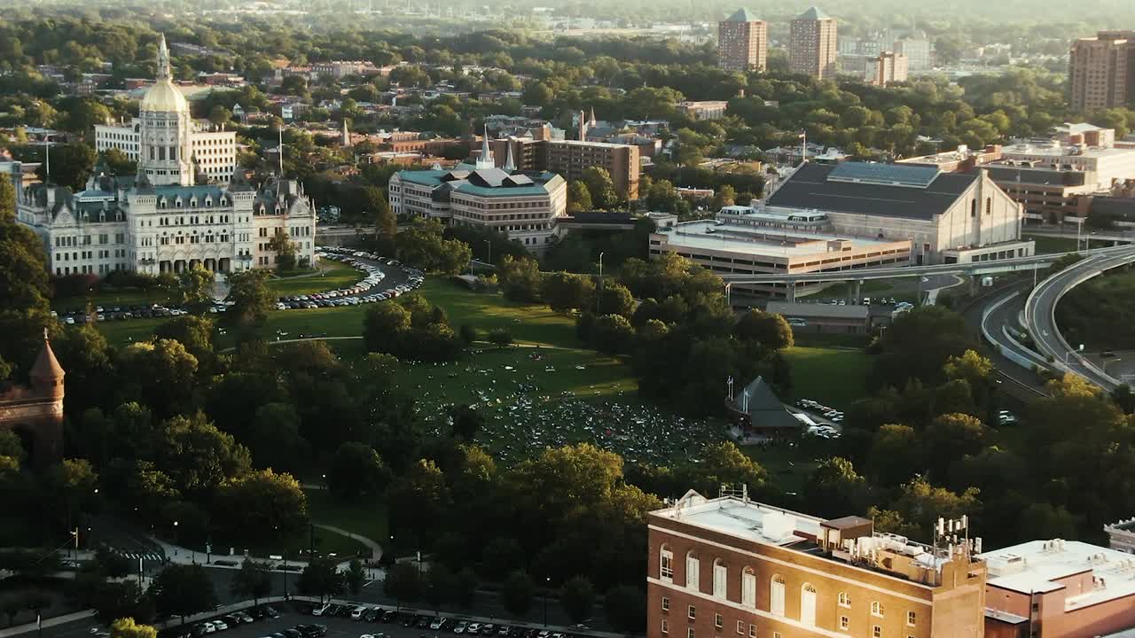 Aerial View of Albany, New York: Empire State Plaza and State Capitol