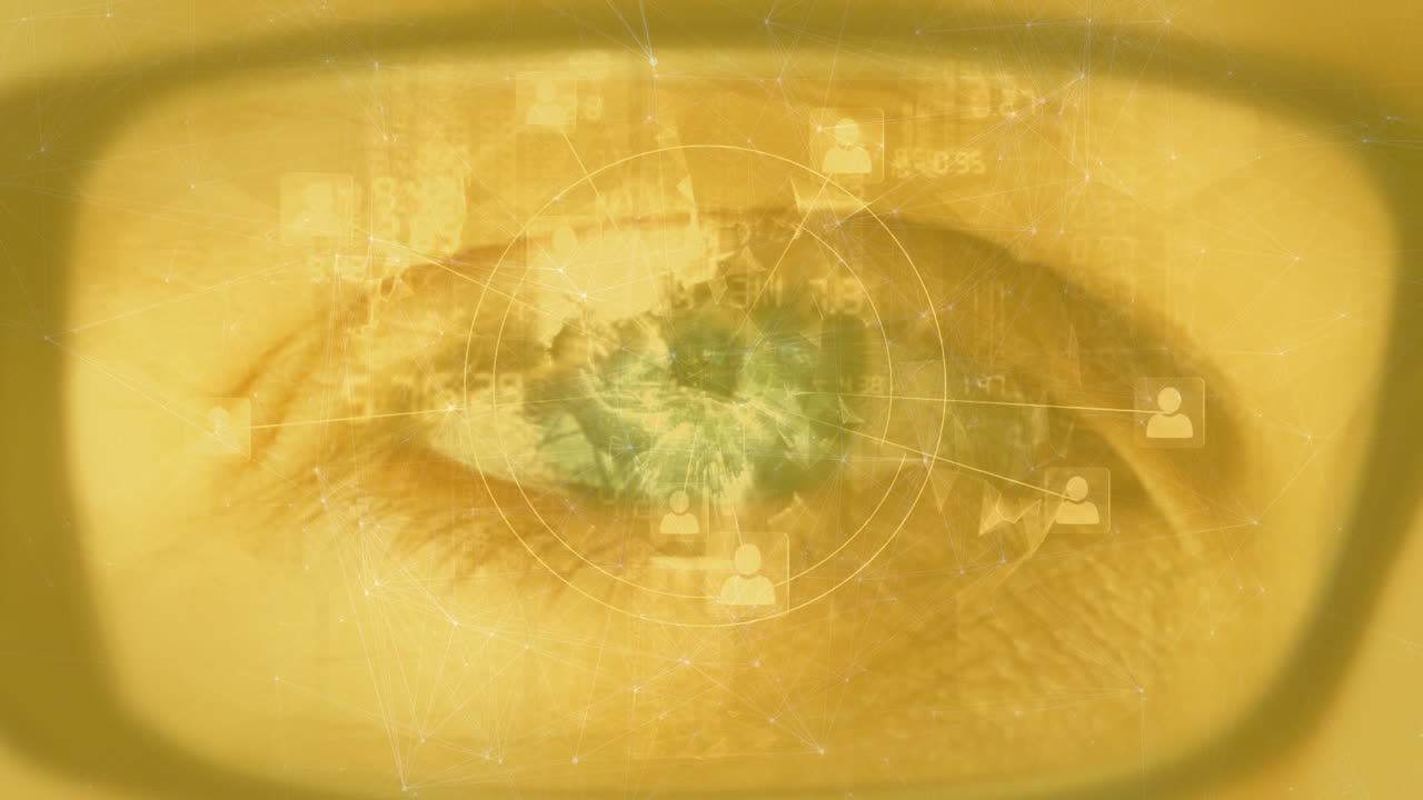 데이터 처리 및 눈 위의 연결 네트워크의 애니메이션