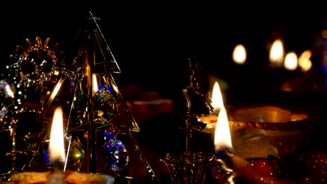 christmas candles burn in the dark