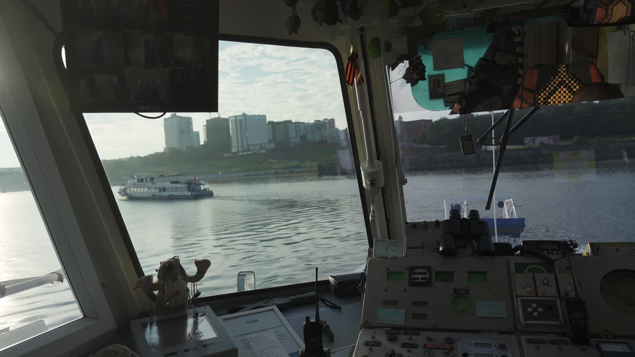 Boat Cockpit View on the River