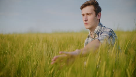 man in a wheat field